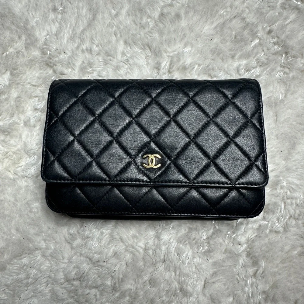 Chanel Black Quilted Classic Lambskin Wallet on a Chain Leather Bag - Picture 3 of 15